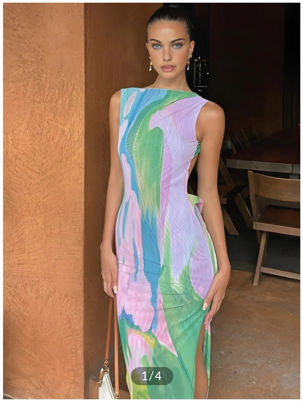 COMMENSE Monet Garden Print Sleeveless Long Dress - size XS